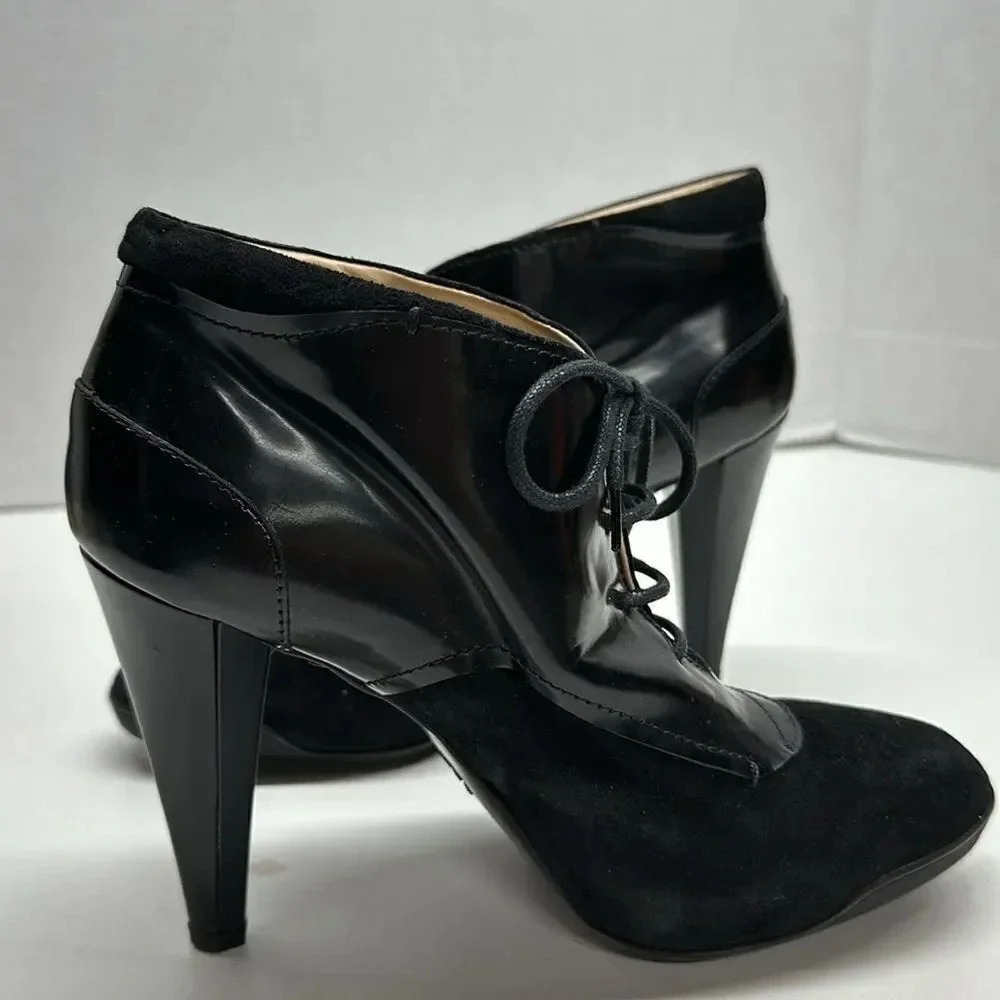 Tods Ankle Boots High Heels Heeled Booties Pumps Leather Lace Up Black US Size 8